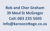 Karoo Cottage McGregor Accommodation, contact details